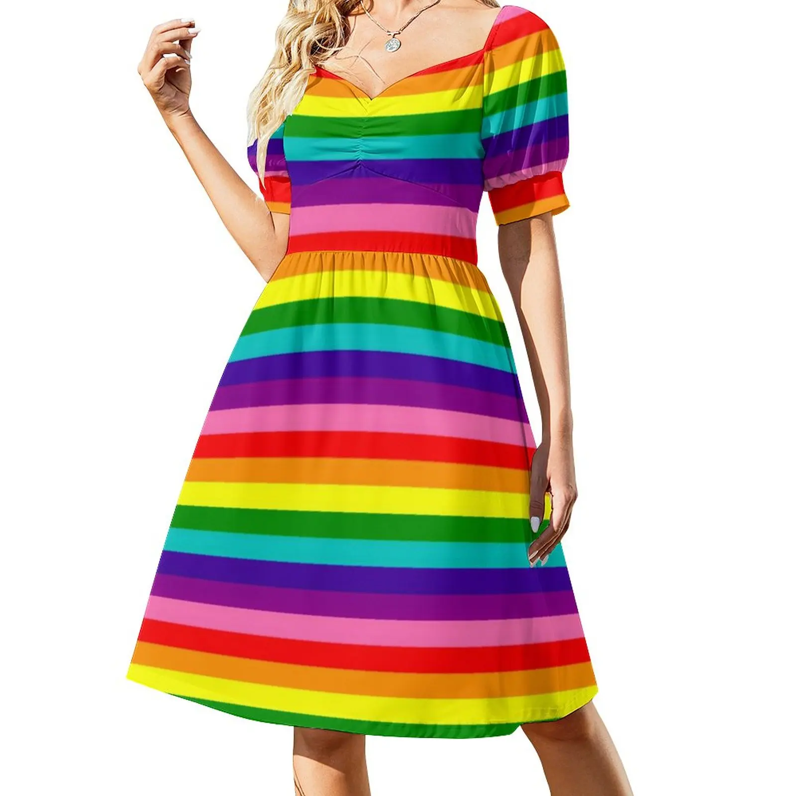 

Женское платье с флагом ЛГБТ, красивые платья в цветную полоску, летнее эстетическое Повседневное платье с рисунком, 3XL, 4XL, 5XL