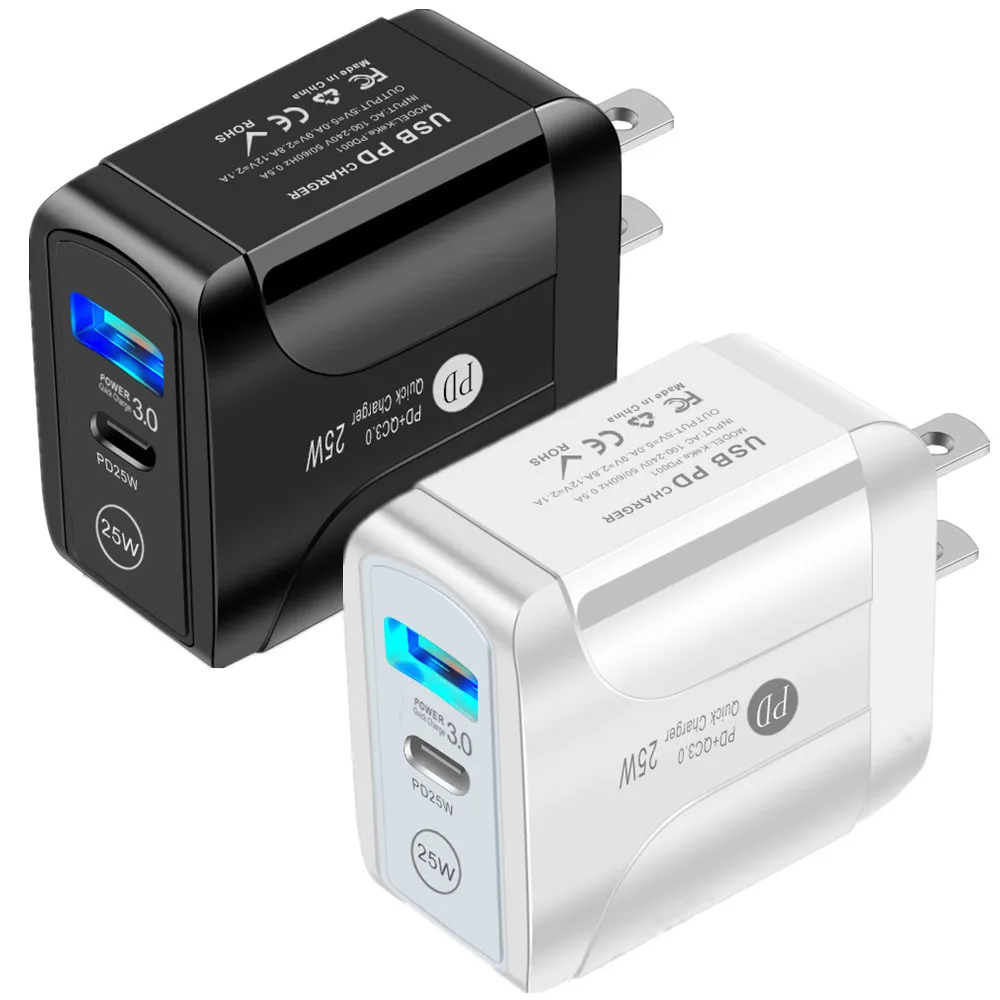 

100pcs 25W PD USB C Type C Charger for iphone 12 13 Samsung Airpods pro Apple Watch iPad PD QC 3.0 Phone Charger Accessories