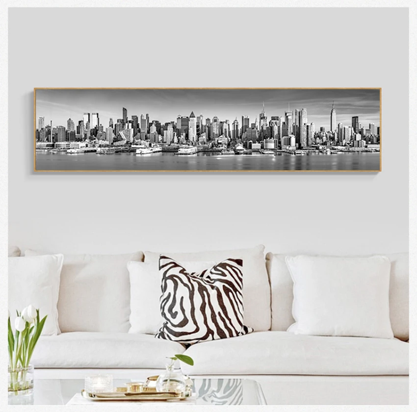 

Wall Art Pictures For Living Room Home Decor Posters HD Canvas Paintings 1 Pieces Large Black And White New York City Landscape