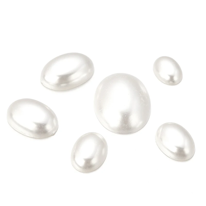 Exquisite Design Plastic Oval White Pearl Ring Face for Jewelry Making Accessories DIY Bracelets Necklace Earring Craft Kits
