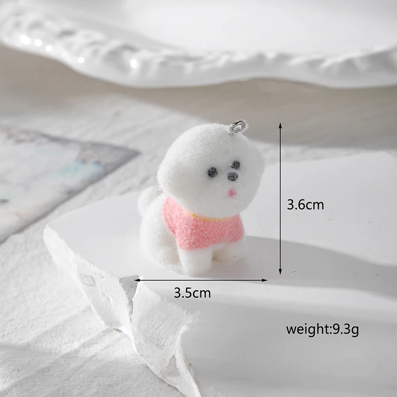 3D Подвески из флока в виде щенка собаки кавайная такса искусственная Подвеска