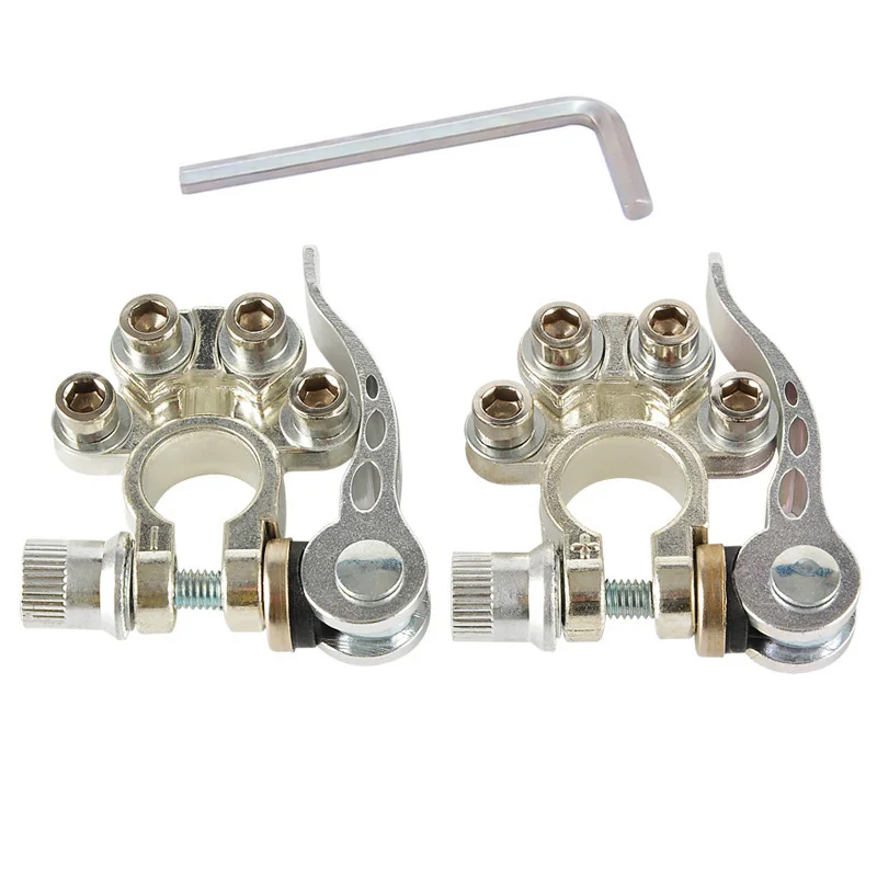 

2Pcs 12V 24V Car Top Post Quick Release Battery Terminals Wire Cable Clamp Terminal Connectors Battery borne Positive & Negative