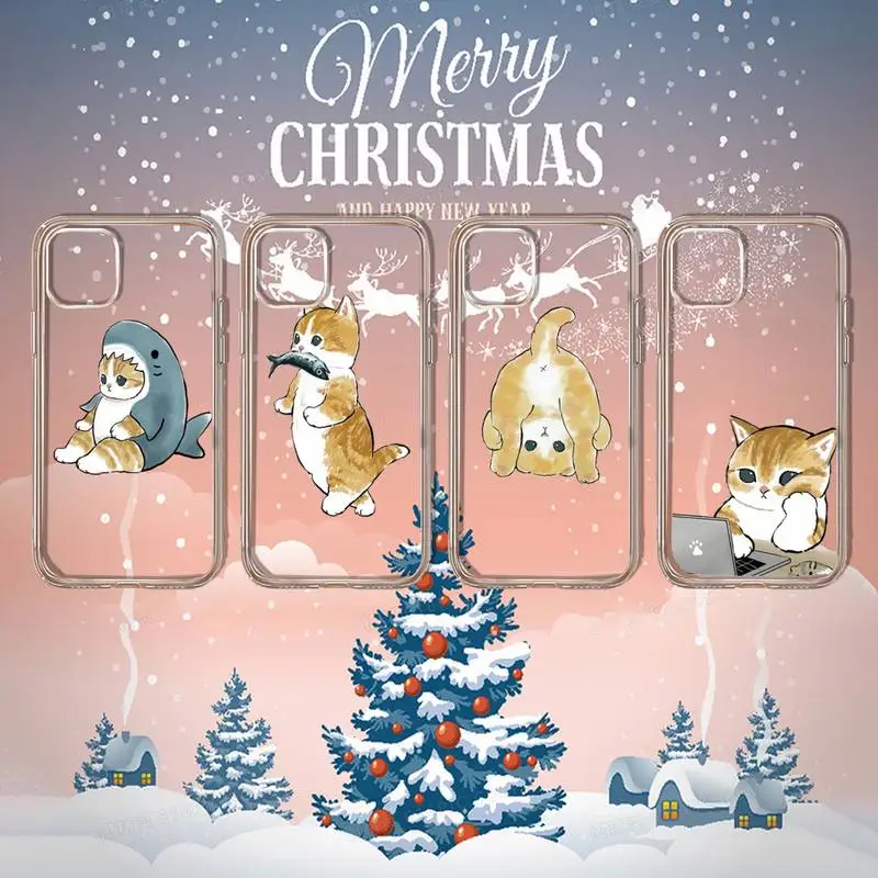 

Japan cat hand painted cute Phone Case Transparent soft For iphone 11 13 12 14 x xs xr pro max mini plus