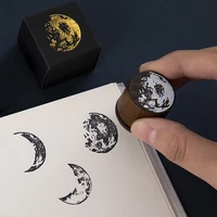 dimi moon phase series wooden stamp round wooden rubber stamp retro wooden seal diy scrapbooking journaling stationery supplies