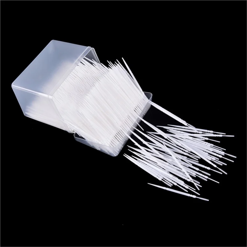 

1100pcs/box White Double-ended Toothpicks Interdental Brushing Toothpicks Plastic Oral Hygiene Home