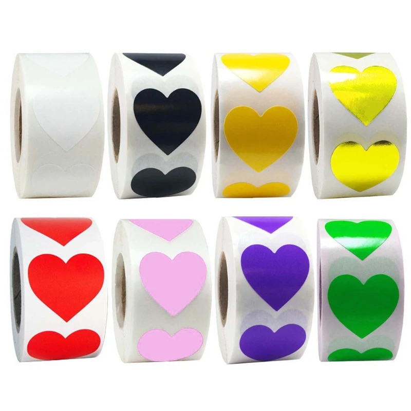 

Love Heart Sealing Stickers Roll 500Pcs Scrapbooking Stationery Sticker Decal Tag for Festival Party Bottle Jar Decori