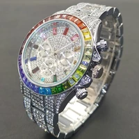 missfox men watches luxury stainless steel waterproof male quartz wrist watch fashion exquisite colorful diamond mens clocks