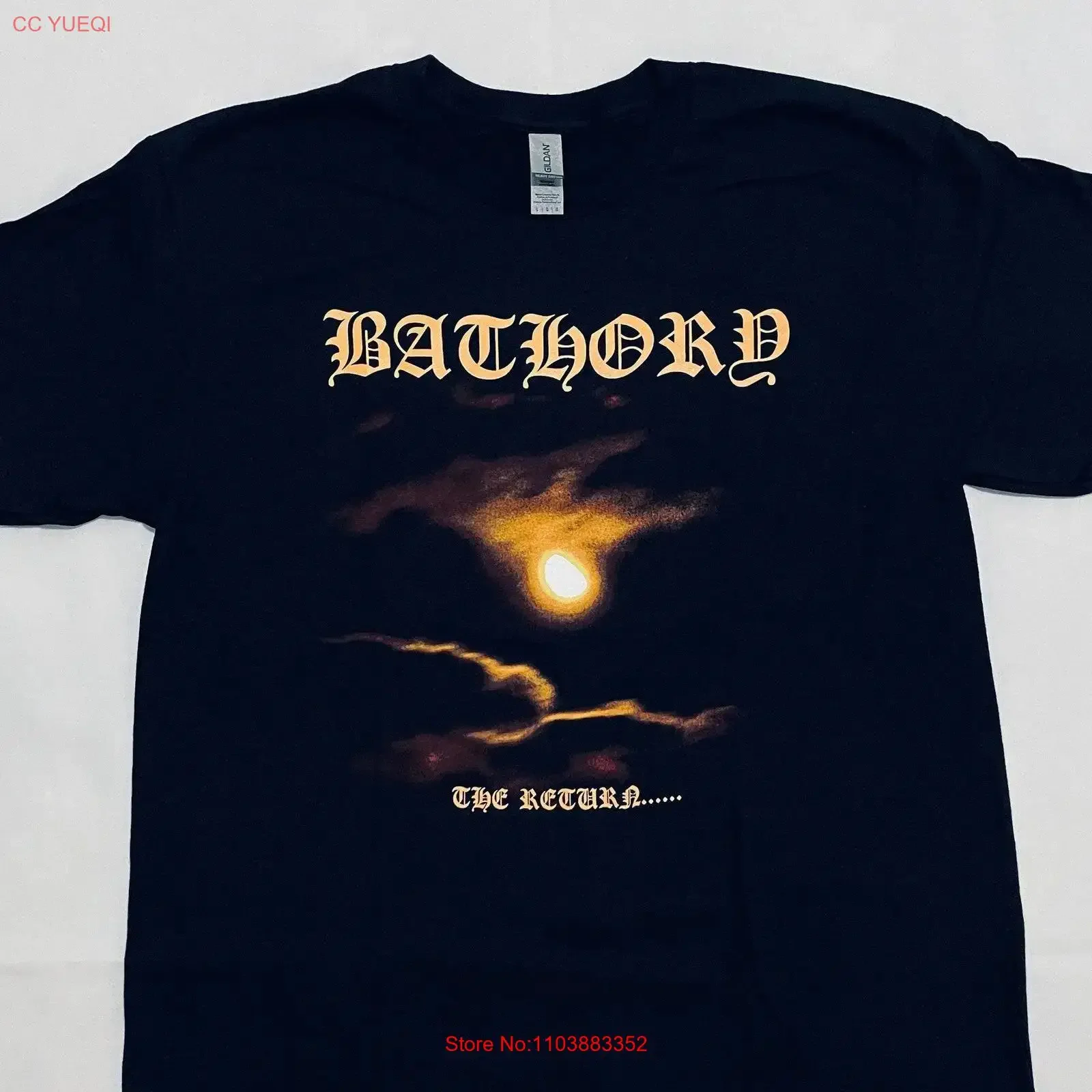 Фото Футболка Bathory T Shirt The Return, винтажная, повседневная, удобная, слегка мягкая, эластичная, дизайнерская одежда, универсальная, дышащая. №1