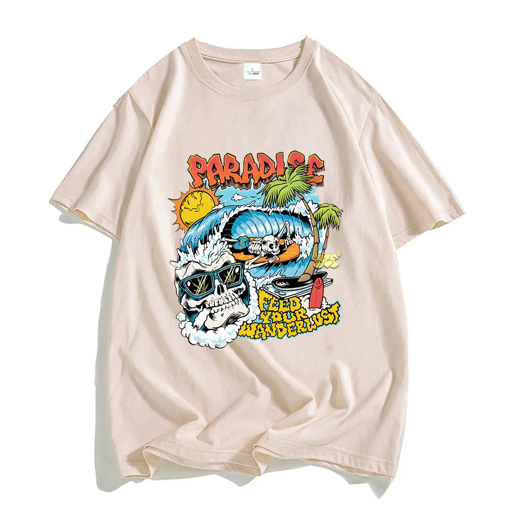 

Paradise Hawaii Surfing T Shirts MEN Cool Handsome T-shirts 100% Cotton Tshirts Four Seasons Manga/Comic Casual Sense of Design