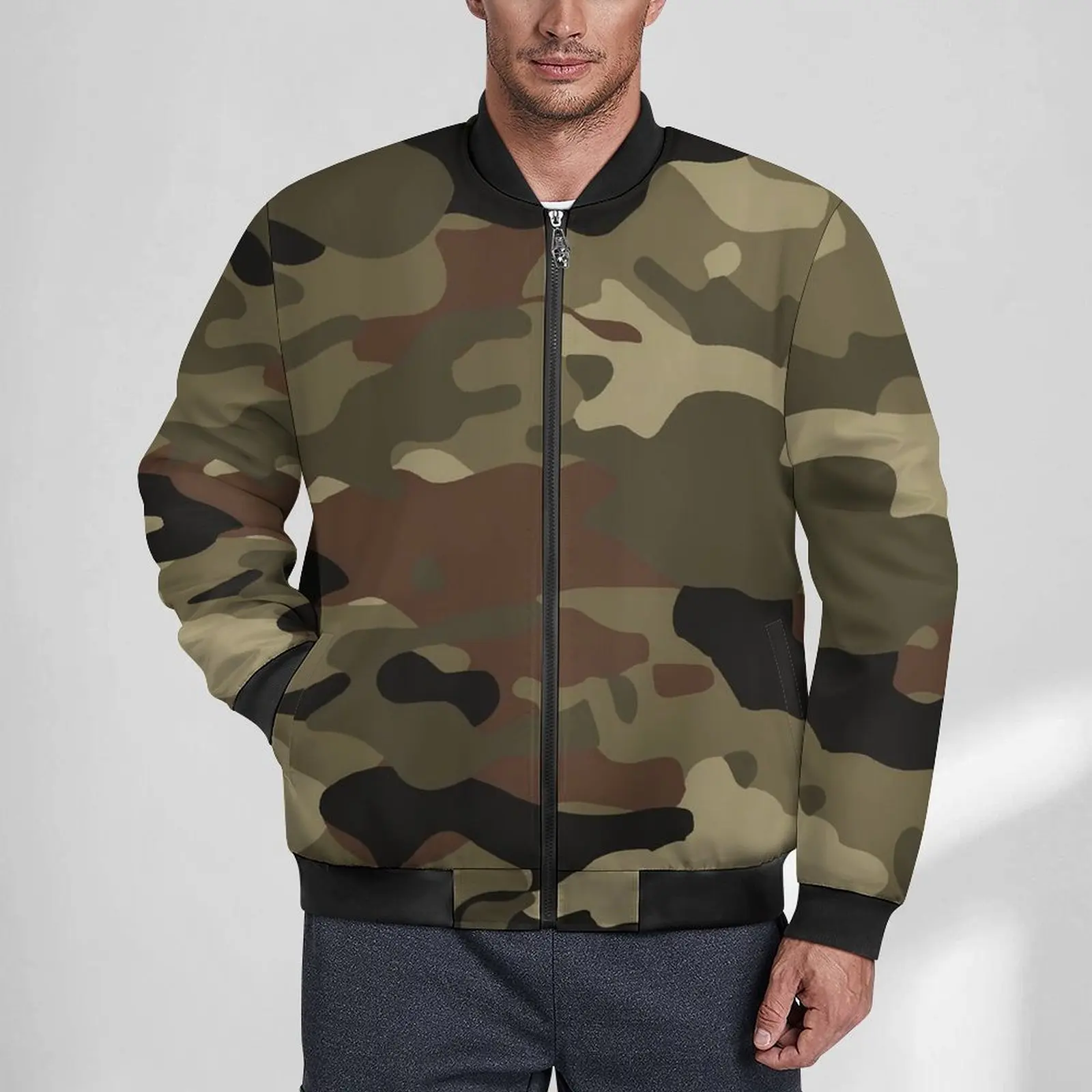 Современные камуфляжные куртки зеленого и коричневого цвета осенние пальто на