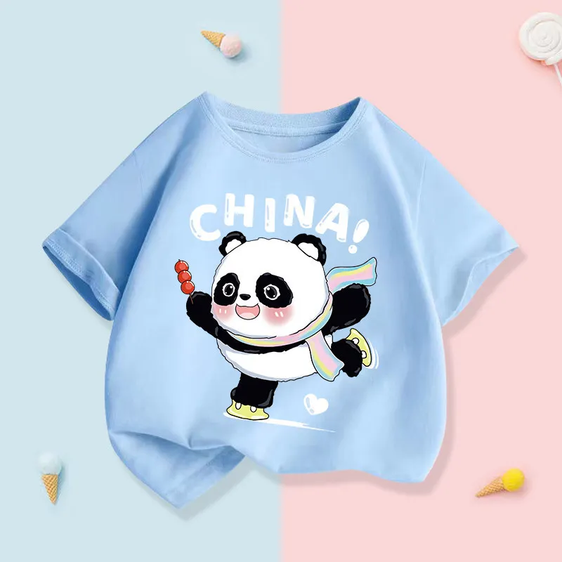 

Cute Cartoon Panda Short Sleeve T Shirt Summer Teen Girls Clothes Multiple Patterns Toddler Children Tee Shirts Korean Clothes