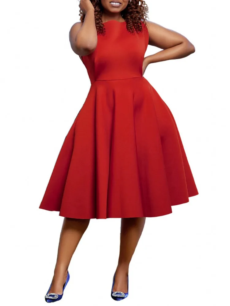 

Летние африканские платья для женщин, халат Африканский, элегантная повседневная одежда, жилет без рукавов, ТРАПЕЦИЕВИДНОЕ ПЛАТЬЕ средней длины, уличная одежда