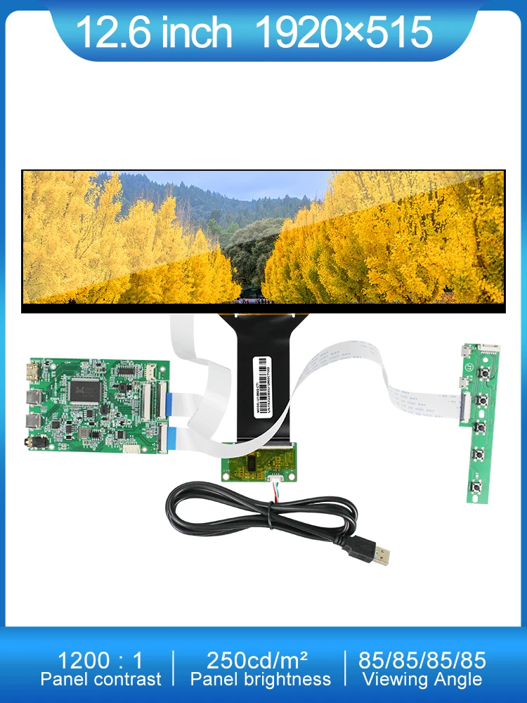 

12.6inch NV126B5M-N41 1920X515 LCD Screen with Mini HDMI Type c LCD Controller Long Strip LCD Display