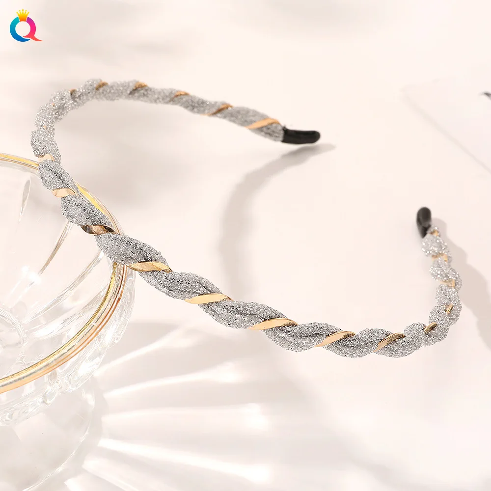 

New Hairbands For Women Cross Weaving Hair Hoop Bands Korea Fashion Bright Silk Metal Headband Girls Hair Accessories Turban