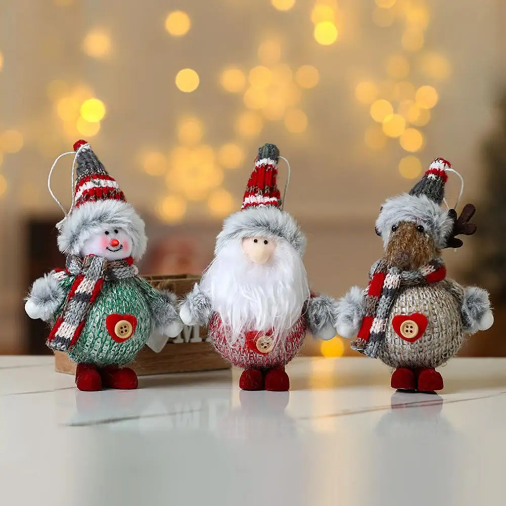 

Christmas Tree Decorations Colorful Christmas Plush Doll Ornaments for Tree Decoration Home Party Mini Santa Claus for Trees