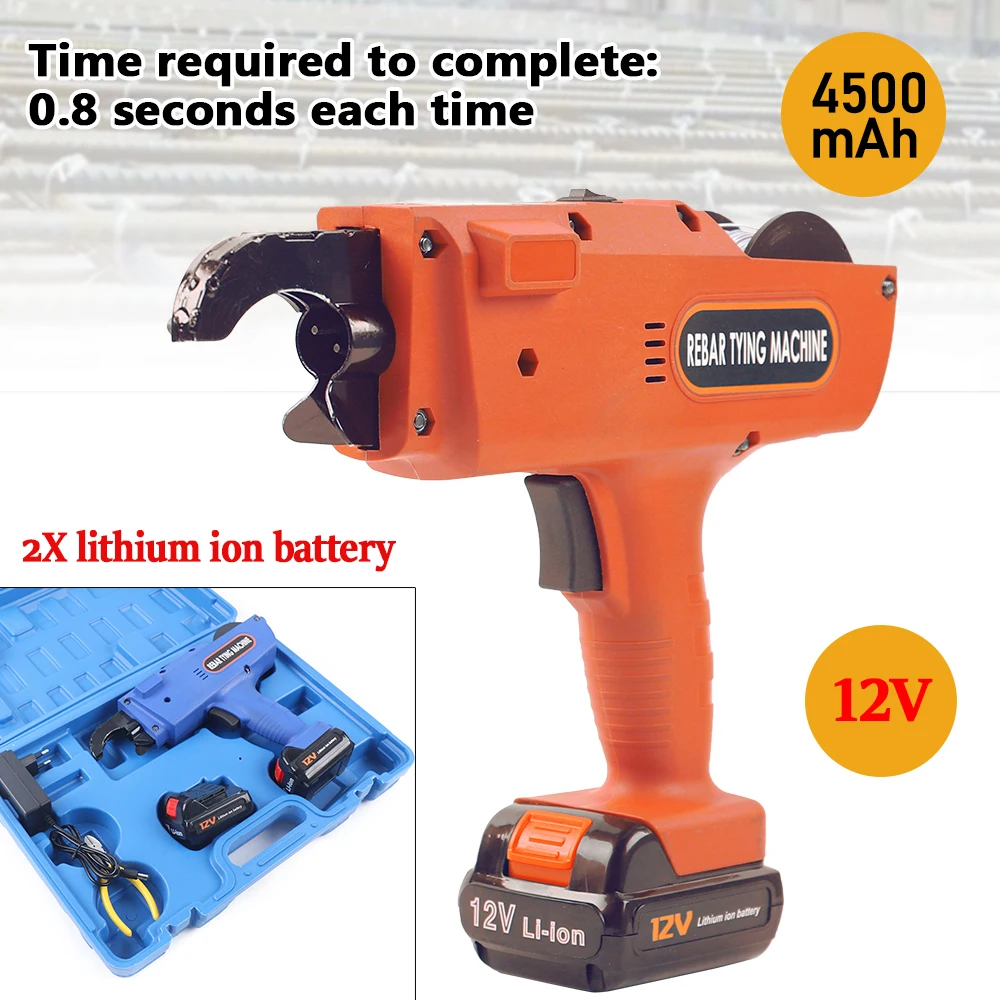 8-34mm Automatic Rebar Tier Tying Machine Handheld Strapping Binding Tool 2 Battery Portable 12V enlarge