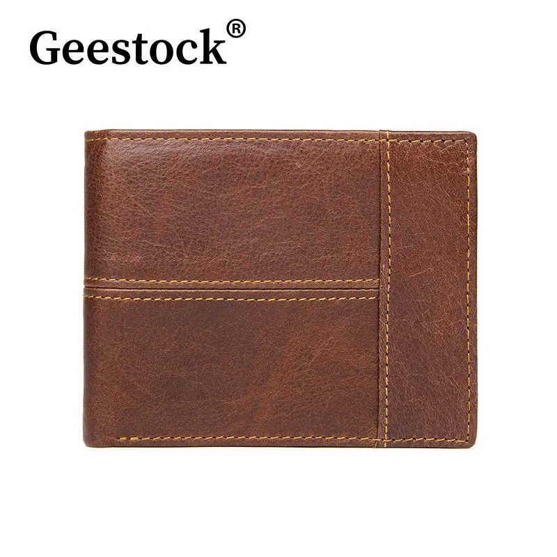 

Кожаный мужской кошелек Geestock в стиле ретро, Модный деловой короткий бумажник с несколькими кармашками для карт, простой складной клатч с монетницей и Зажимами Для водительских прав