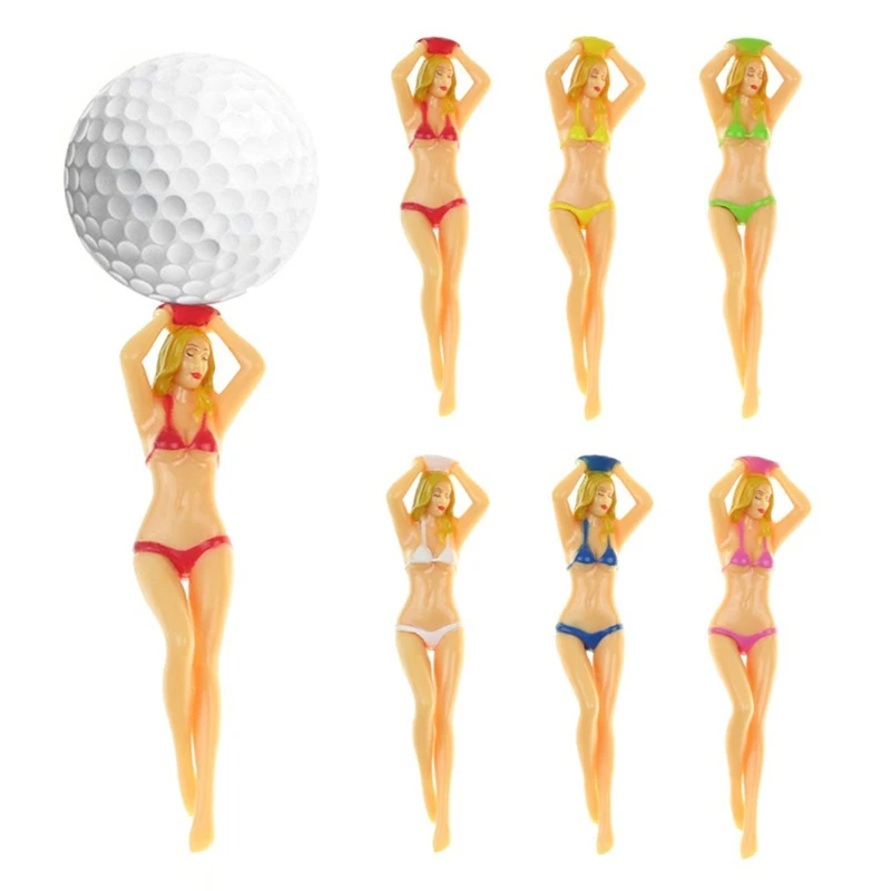 

6 Pcs/Pack Sexy Colored Bikini Golf Tees 3 inch Plastic Pin-up Tee Golf Practice Novelty Tees Gifts 24BD