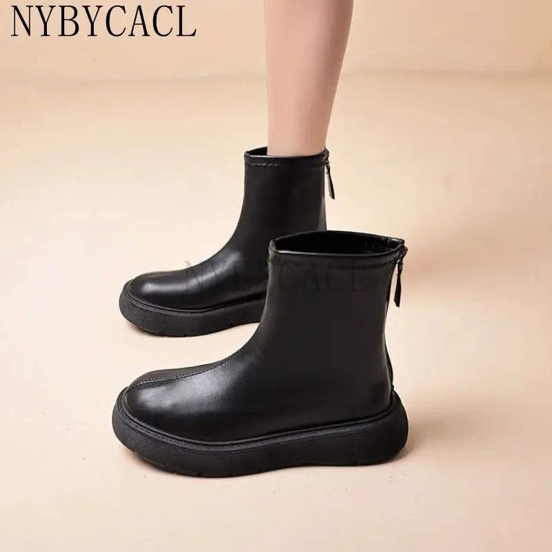 

2023 Women Long Boots Thick Sole Ladies Zipper Knight Flats Heel Boots Fashion Knee-high Boots Keep Warm Plush Winter Shoes New