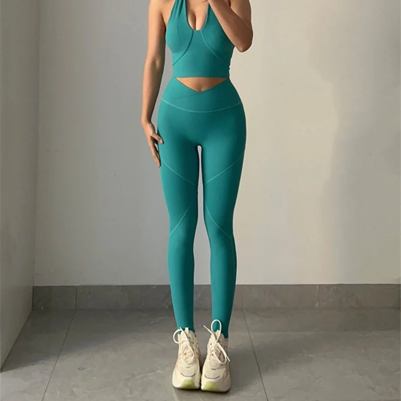 X-HERR Ribbed Crossover High Waisted Yoga Leggings for Women V Waist Gym Workout Pant Ladies Exercise Trainning Leggins Tights