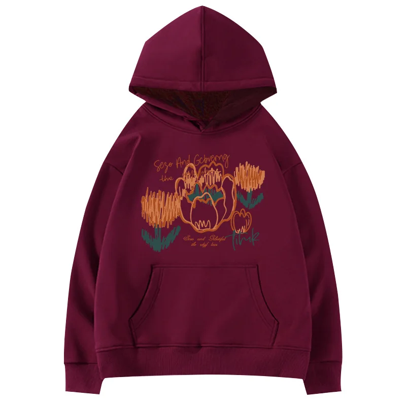 

2022 Letter Print New Hooded Sweater Women's Spring Long-Sleeved Lazy Style Loose Hooded Top