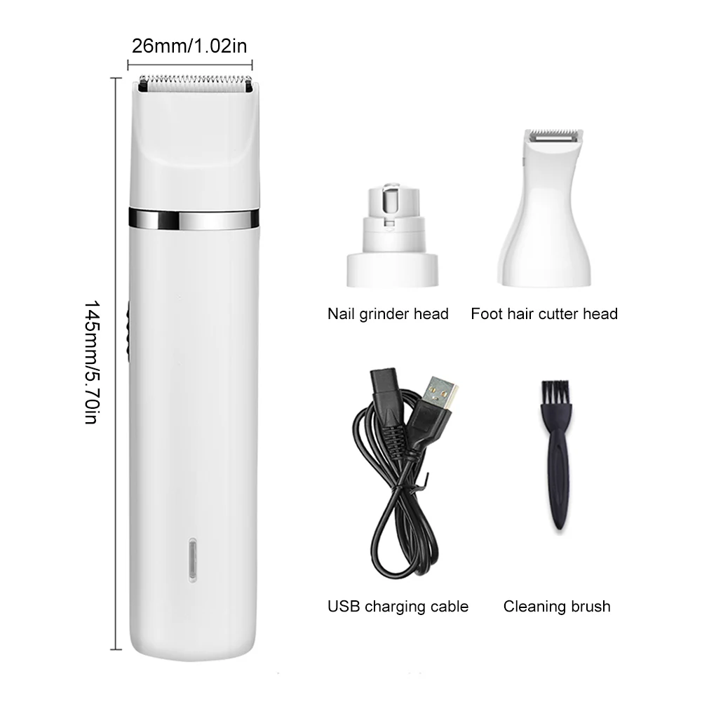 3 In 1 Pet Grooming Kit USB Rechargeable Clipper Hair Trimmer Paw Nail Grinder Foot Cutter Machine For Cats Dogs | Дом и сад