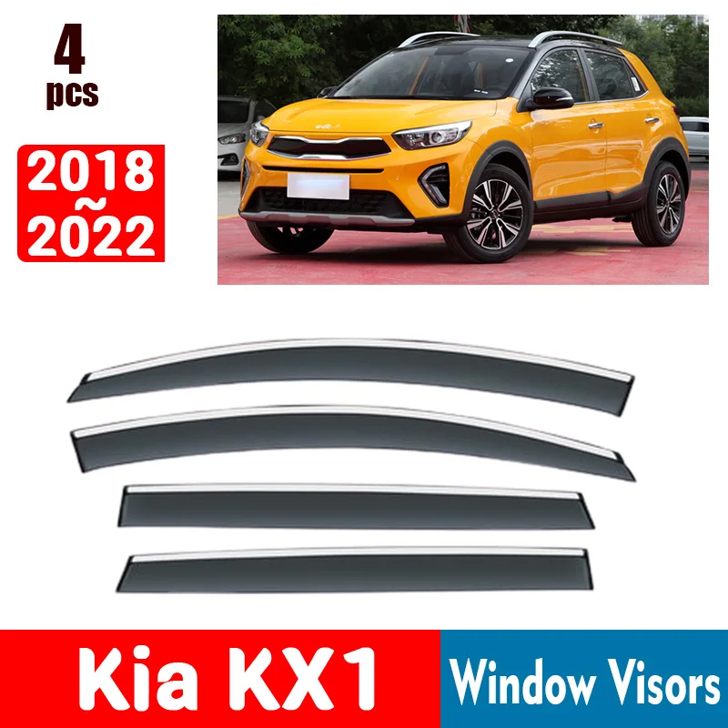 FOR Kia KX1 2018-2022 Window Visors Rain Guard Windows Rain Cover Deflector Awning Shield Vent Guard Shade Cover Trim