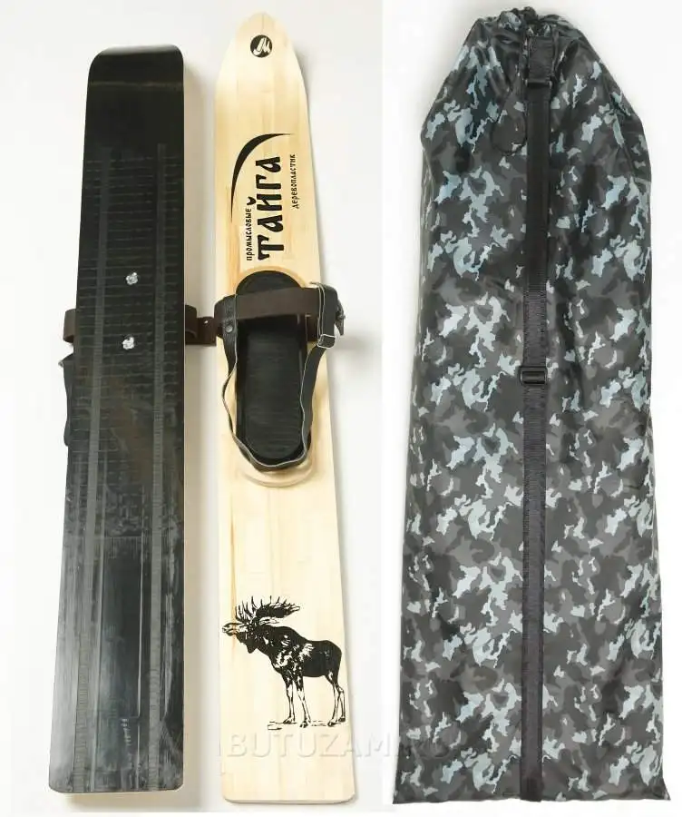 Лыжная фабрика Маяк / Комплект лыжи охотничьи Тайга с креплениями и чехлом
