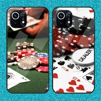 luxury poker casino phone case for xiaomi 12 redmi 9 9t 9a note 11 10 t s pro tempered glass cover