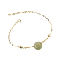 sterling silver hetian jade peace buckle lucky beads bracelet for women exquisite girls thin bead bracelet
