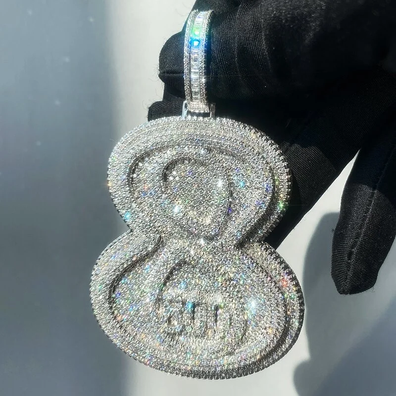 JEWE Customized Iced Out Pendant Hiphop Jewelry 925 Sterling Moissanite Diamond Custom Men Necklace Chain