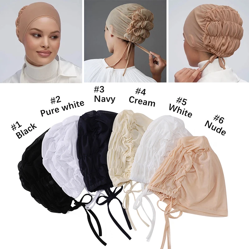 

New Pullover Hat Pleated Muslim Hat Solid Color Elastic Hat Multi-colored Breathable Western Style Simplicity Women Headwear