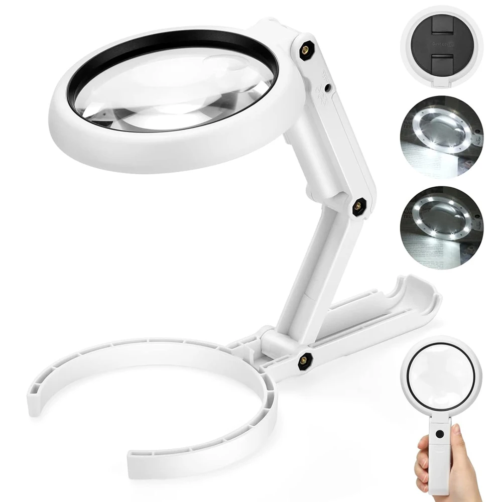 

Портативная складная лупа с подсветкой 8 LED