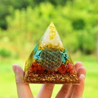 orgone pyramid crystal turquoise healing crystal energy orgonite pyramide emf protection meditation tool quartz home decor craft