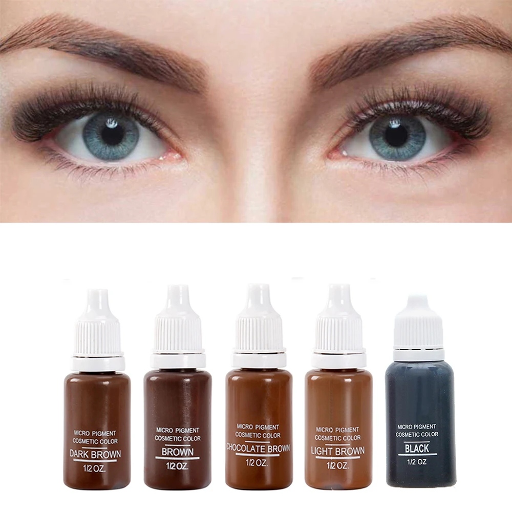 

1/2 oz Tattoo Ink 5pcs Set Microblading Permanent Micro Pigment Professional Tattoo Ink Natural Plants Eyebrow Eyeliner Makeup