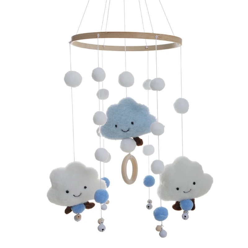 

Personalized Baby Bed Bell Hanging Ornament Rattle Pendant Stroller Toys Wind Chime Hairball Cloud Gift for Newborn Room