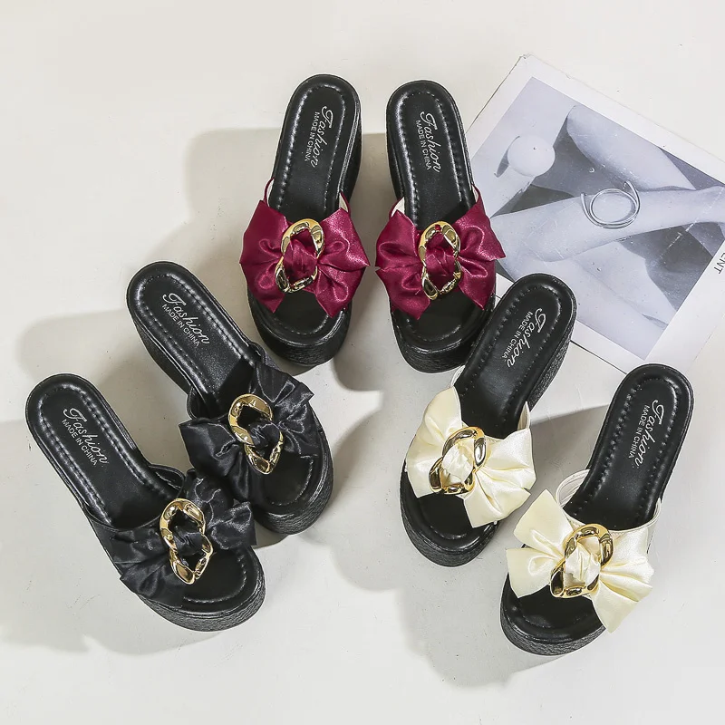 Ladies Shoes on Sale 2023 High Quality Basic Women's Slippers Summer Casual Slippers Women Bow Tie Ladies Slippers Zapatillas