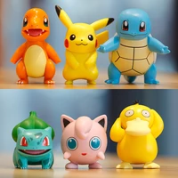 6pcsset anime pokemon pikachu jenny turtle action figures toys model dolls decoration collection for kids friend birthday gifts