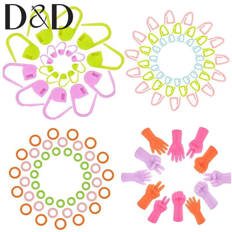 

61PCS Knitting Accessories Locking Stitch Markers and Needles Point Protectors Knitting Markers Rings DIY Knitting Project