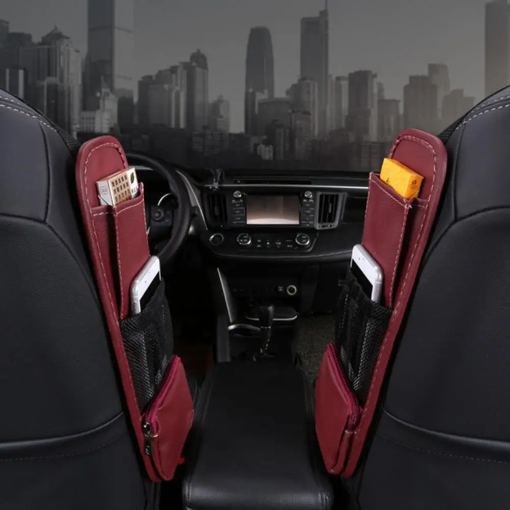 

Прочная автомобильная сумка для хранения, вместительный Органайзер из искусственной кожи на автомобильное сиденье, подвесная сумка для напитков и телефона