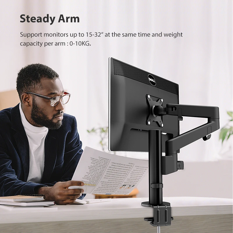 

BEWISER P100 Monitor Mount Arm Suit For 15-32"Screen Easy Adjust Full Motion 360 Degree Weight Capacity Up To 17.6lbs(Black)