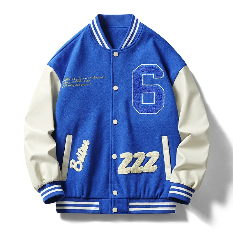 

Men's Fashion Thin Section Embroidered Letter Baseball Jacket Spring and Autumn Trend Hip Hop Loose Colorblock Coat Men Clothing
