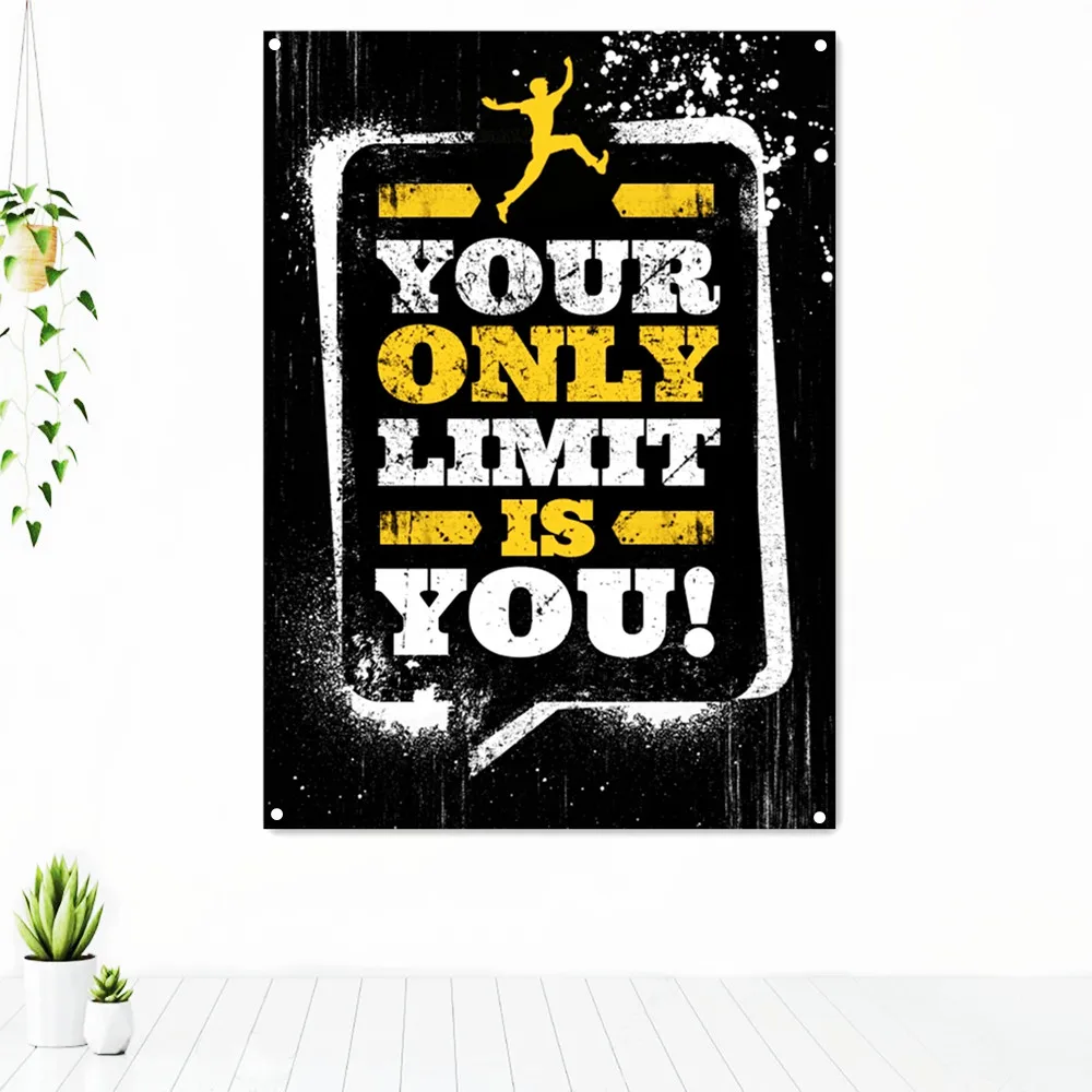 

YOUR ONLY LIMIT IS YOU! Motivational Life Quotes Banners Flag Canvas Wall Art Poster Success Inspirational Tapestry Wall Decor