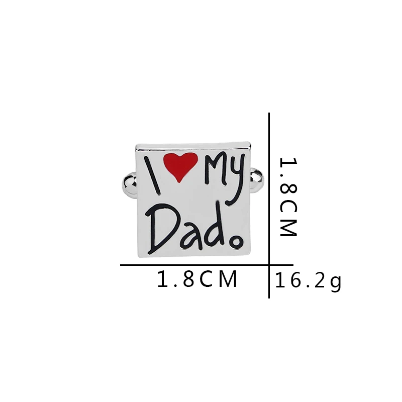 I Love My Dad Red Hart Cufflinks Square Shape Cuff Link Button For Father Male French Shirt Jewelry Daughter Boys Intimate Gift images - 6