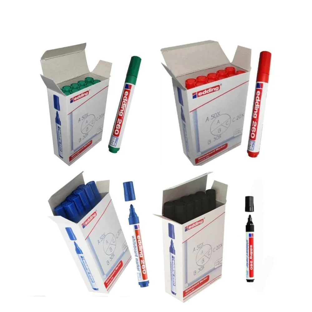 

Edding 260 White Writing Board Pen 10 Lu Box Blue, Black, Red, green Color Options With High Quality
