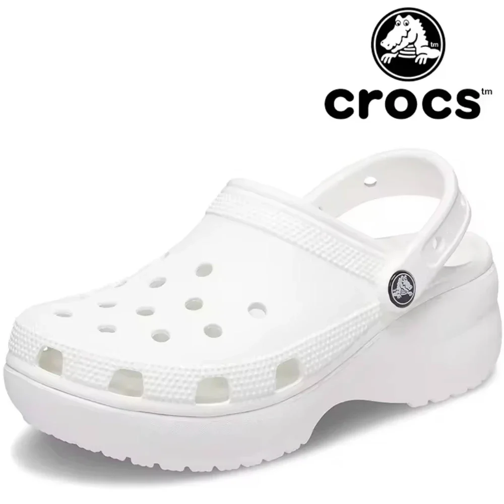 Женские классические туфли Crocs на платформе с мехом 206750