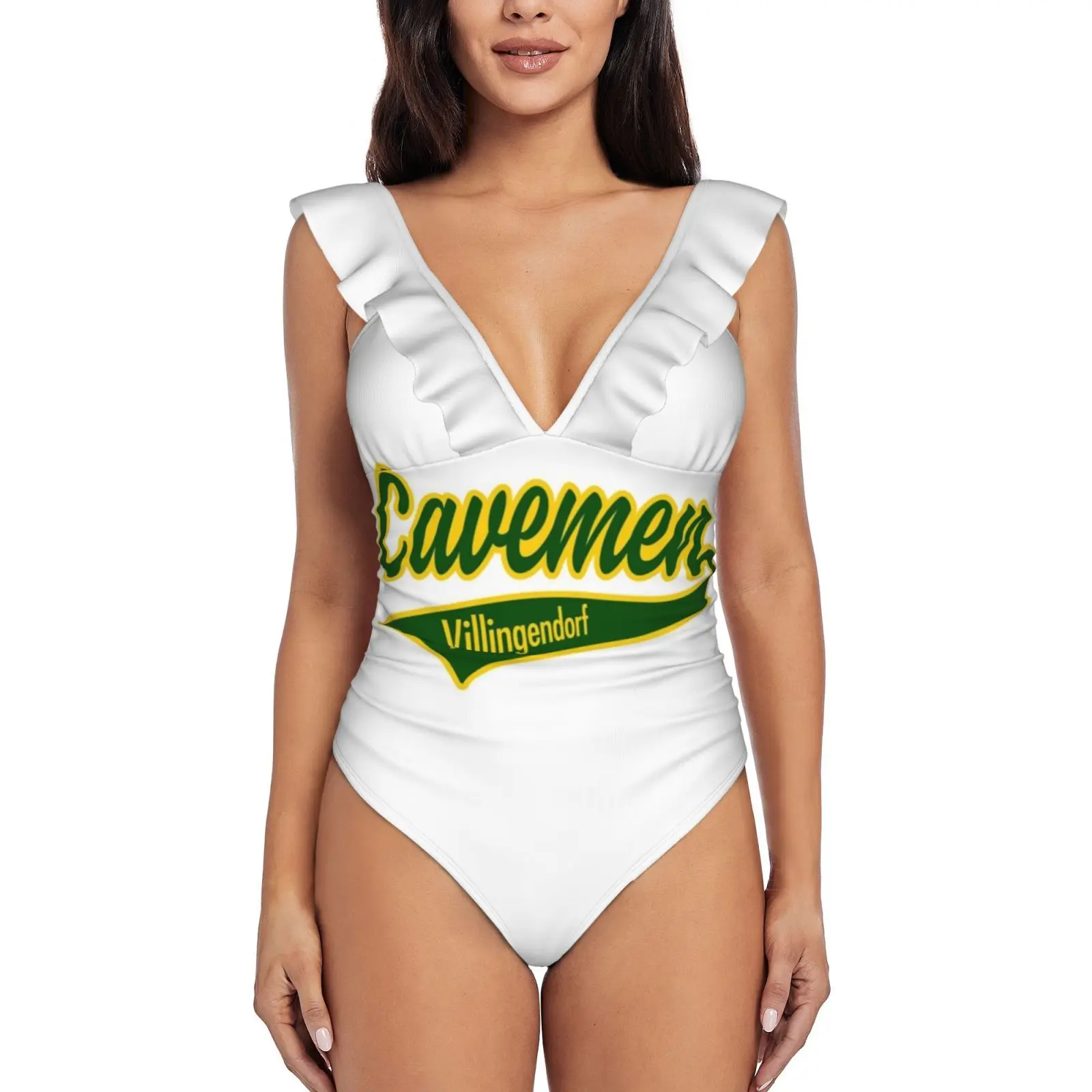 

Бейсбольная Команда Cavemen Villingendorf E.V.-надпись-оборки цельный купальник Женские Купальники Пуш-Ап Монокини сексуальный принт