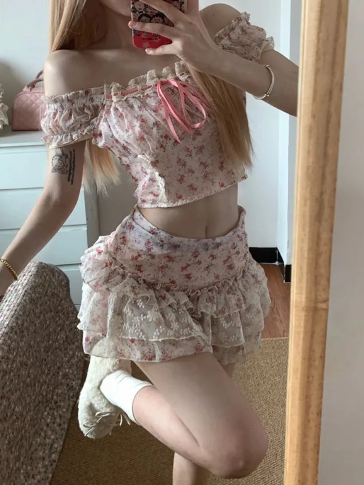 Женский летний комплект Hikigawa из двух предметов: топ с коротким рукавом и