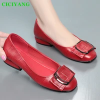 ciciyang womens shoes genuine leather female single shoes 35 43 low heeled red woman pumps 2022 spring new black casual shoes