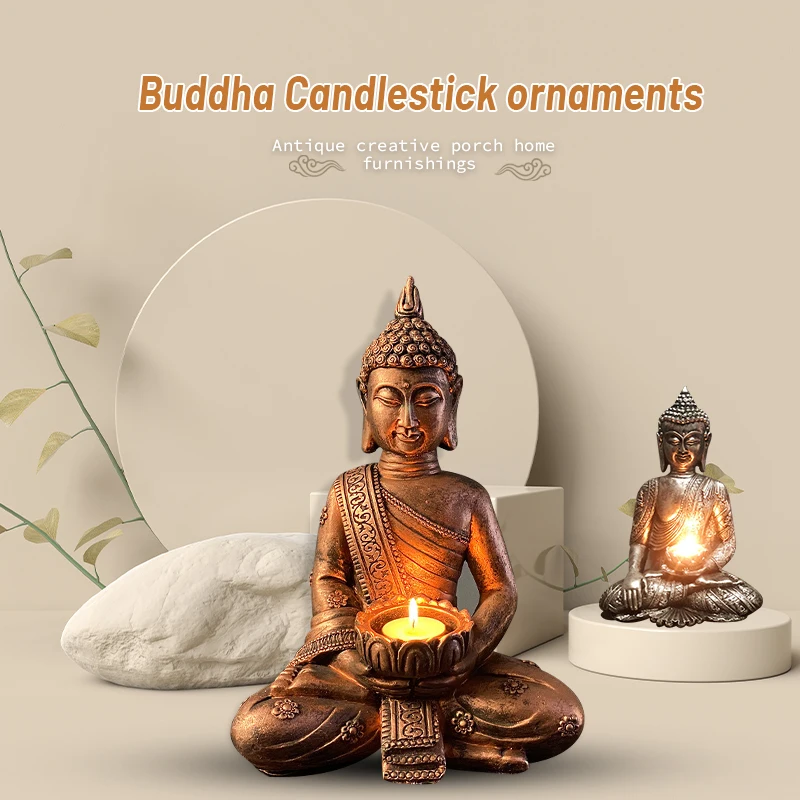 

Статуи Будды из смолы, подсвечник Будды, статуэтки, античная медитация, украшение Будды для дома, офиса, украшения для стола, алтаря